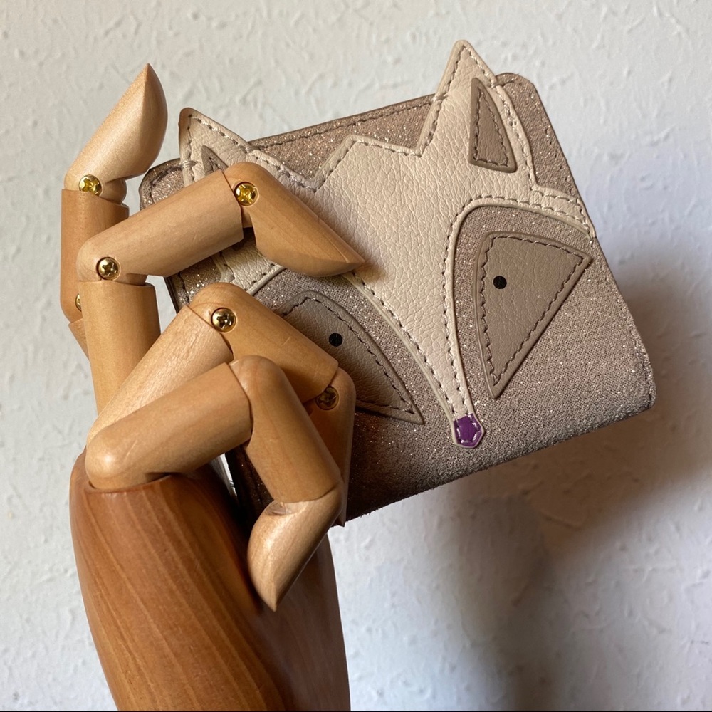 NEW! Fossil RFID mini Fox Wallet Champagne Leather - Picture 5 of 5
